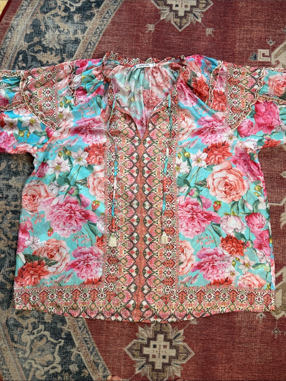 JOHNNY WAS Rose Narcisa Blouse Size XL - Picture 4 of 15